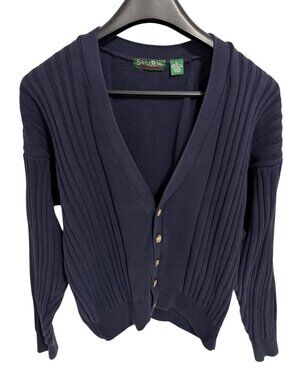 Cardigan Ribbed Knit Full Button Sweater Mens Size XL Vintage Savile Row